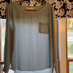 Loft Blouse Large Navy Cream